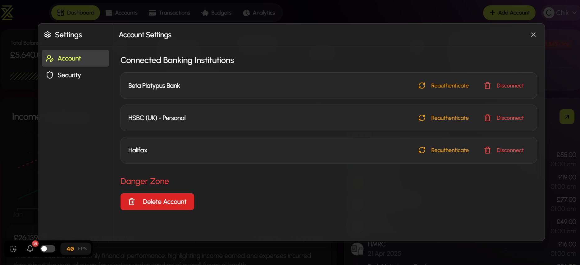ZenWealth Account Settings