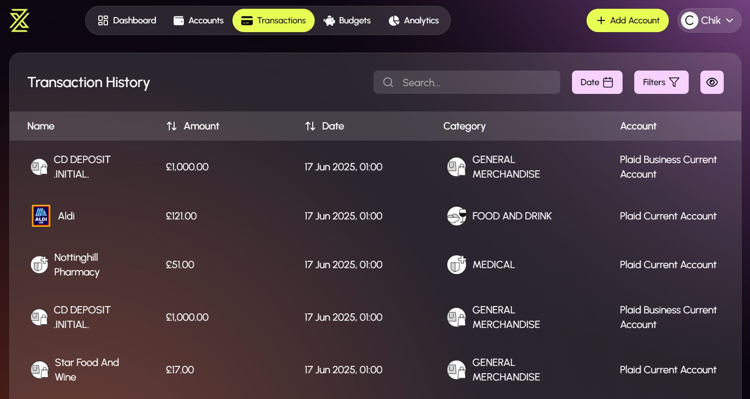 ZenWealth Transactions